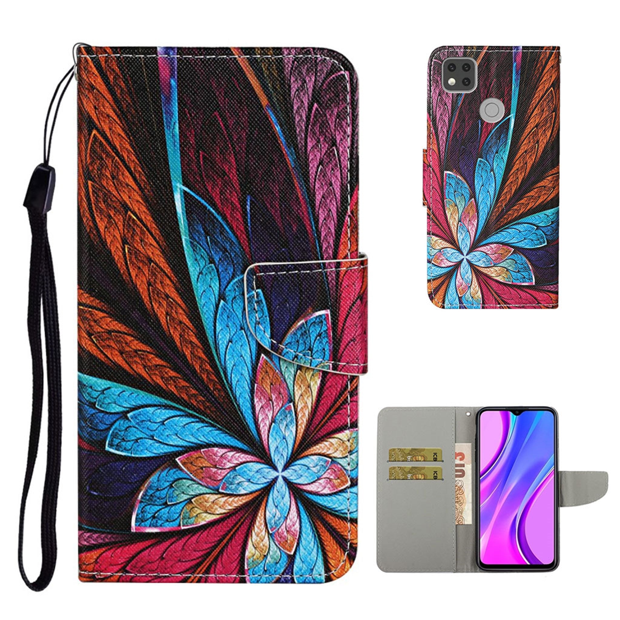 Wonderland Xiaomi Redmi 9C flip case - Colorized Pattern