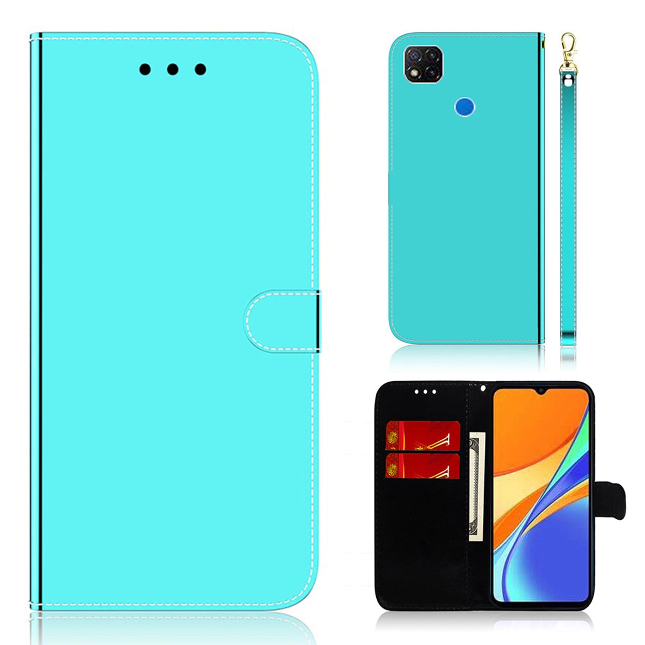 Mirror Xiaomi Redmi 9C flip case - Cyan