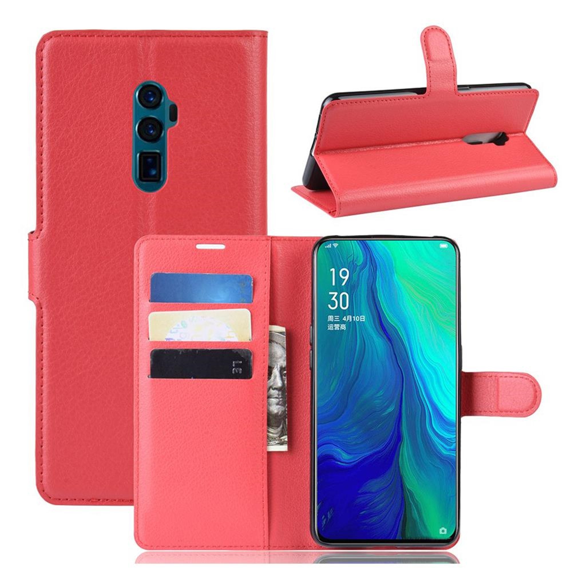 Simple Oppo Reno 10x Zoom flip case - Red