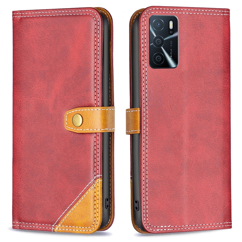 BINFEN two-color leather case for Oppo A54s / A54 / A16 / A16s - Red