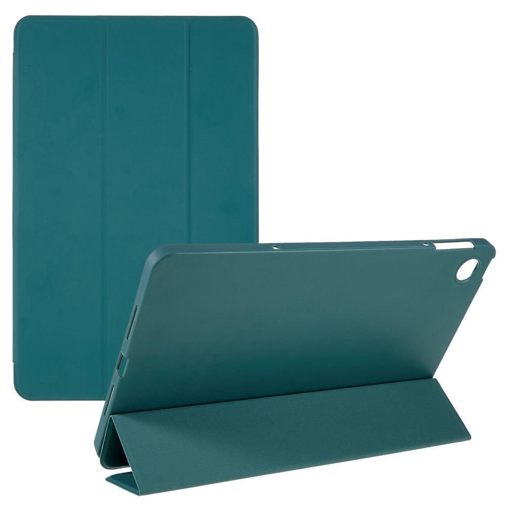 Tri-fold Leather Stand Case for Oppo Pad Air - Blackish Green