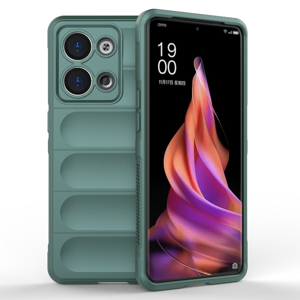 Durable hard plastic cover with soft inside and kickstand for Oppo Reno9 Pro - Green