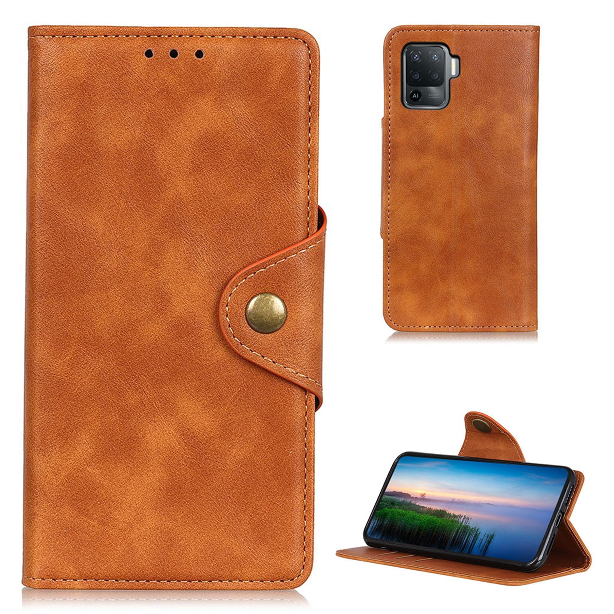 Alpha Oppo F19 Pro / A94 flip case - Brown