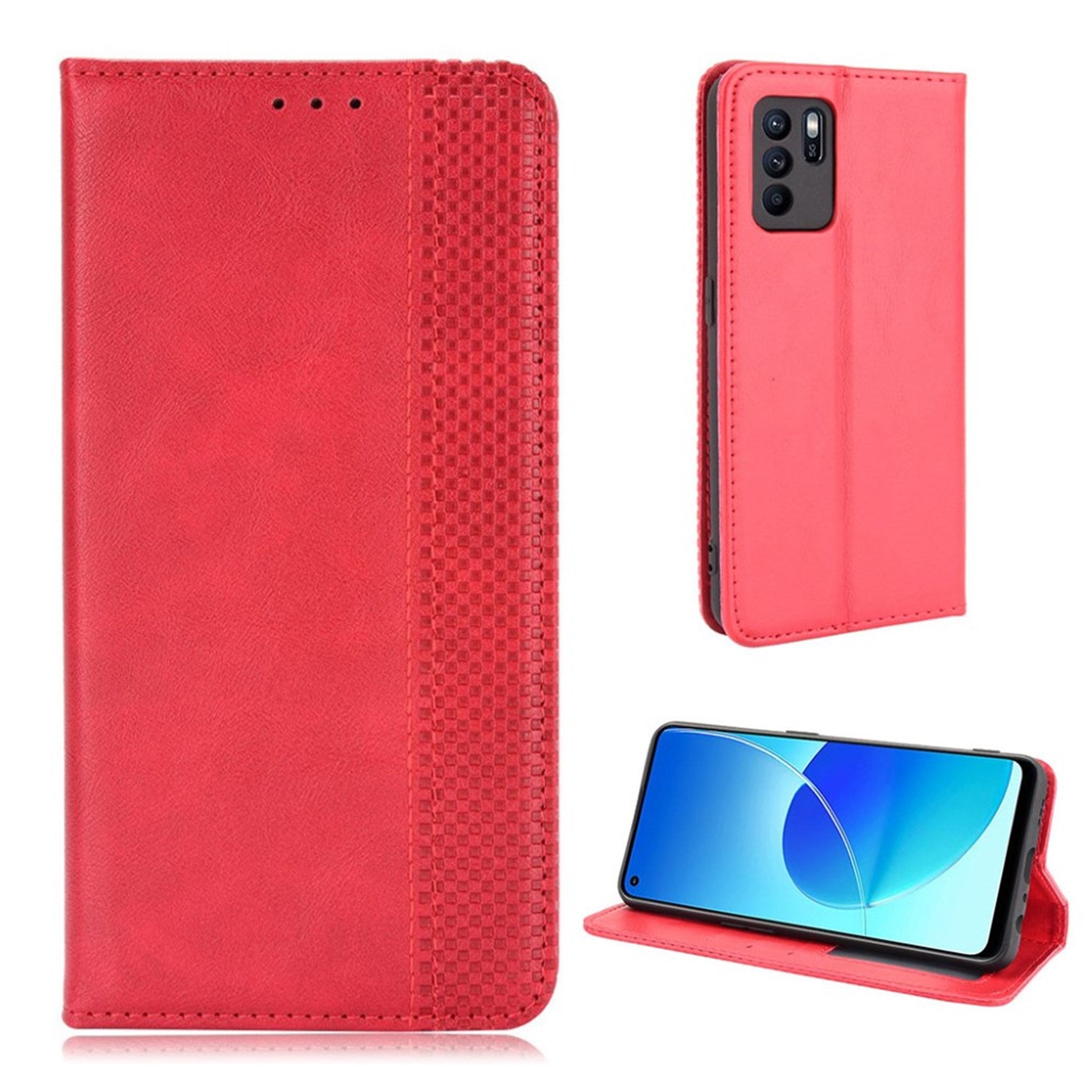 Bofink Vintage Oppo Reno6 Z leather case - Red