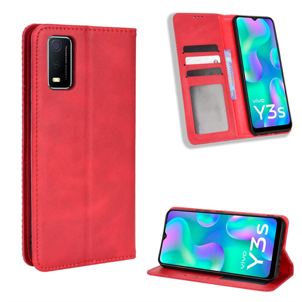Bofink Vintage Vivo Y3s (2021) leather case - Red