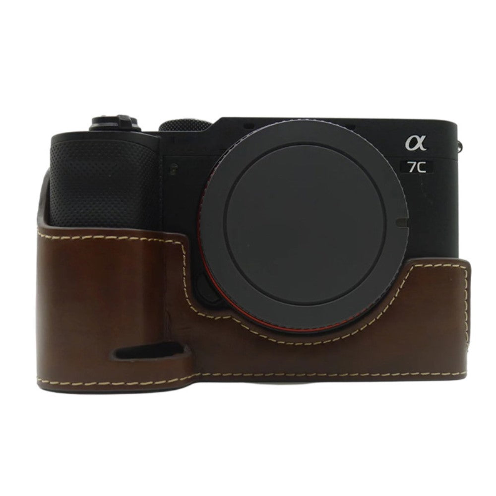 Sony a7C leather half body cover - Coffee