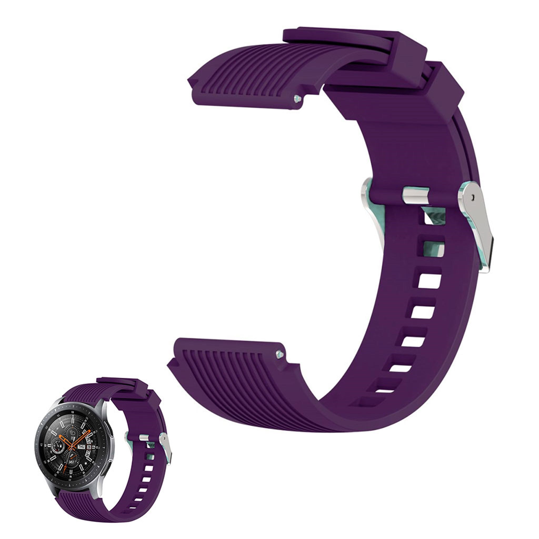 22mm Universal line etched silicone watch strap - Purple