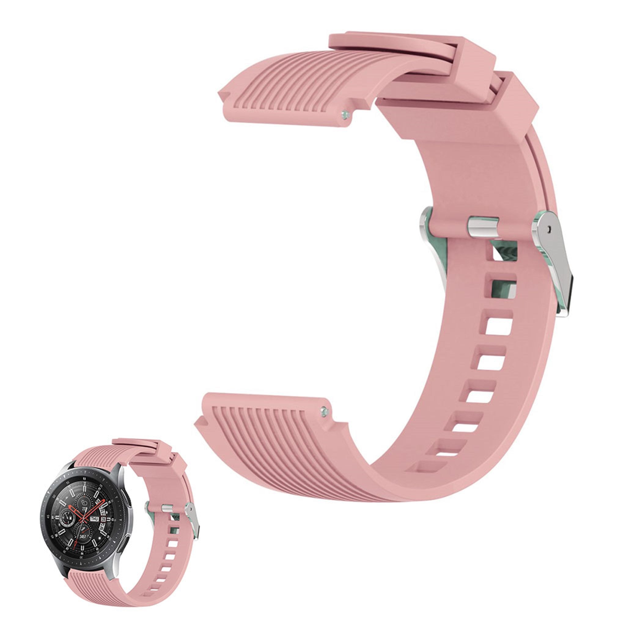 22mm Universal line etched silicone watch strap - Pink