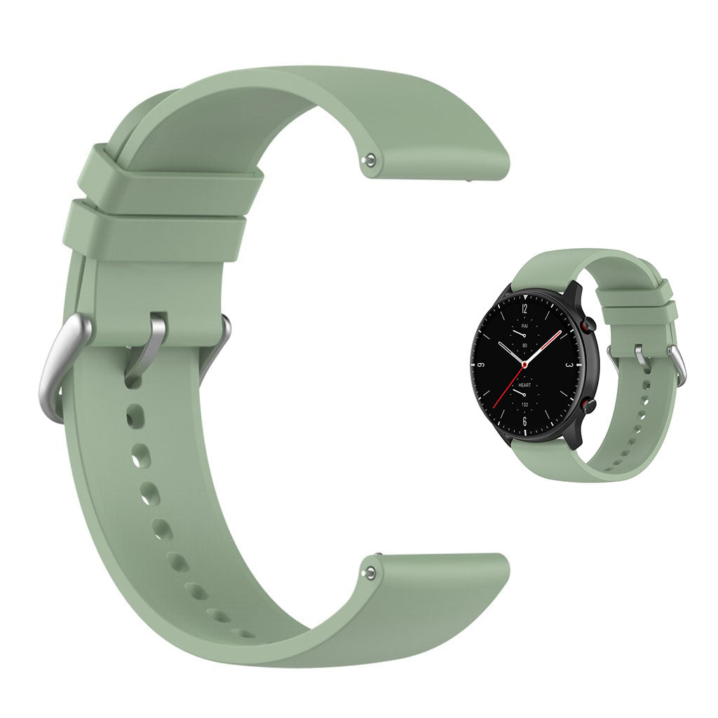 22mm Universal silicone quick release watch strap - Ice Pine Green / Silver Buckle