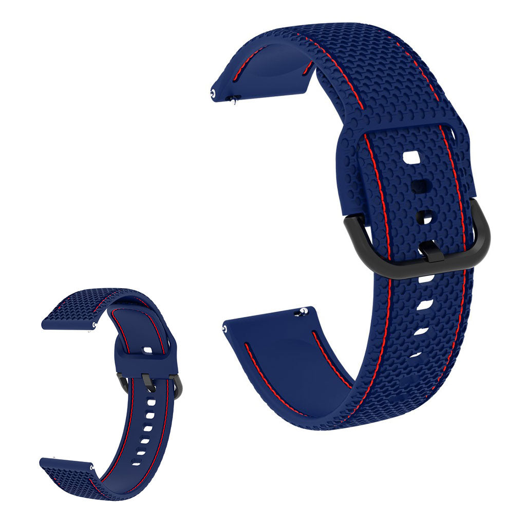 20mm Universal line design silicone watch strap - Dark Blue / Red