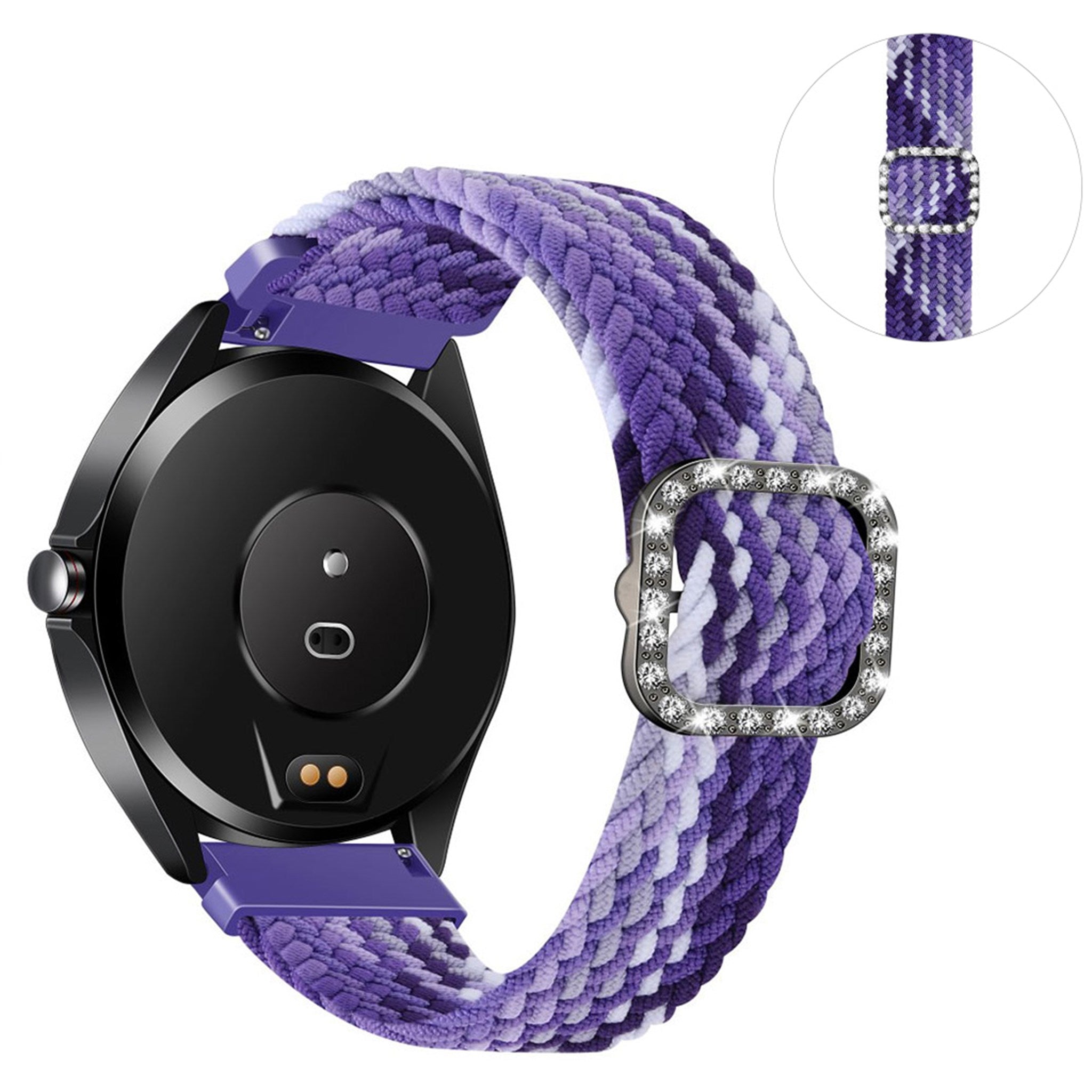 20mm Universal nylon + rhinestone buckle watch strap - Grape Purple