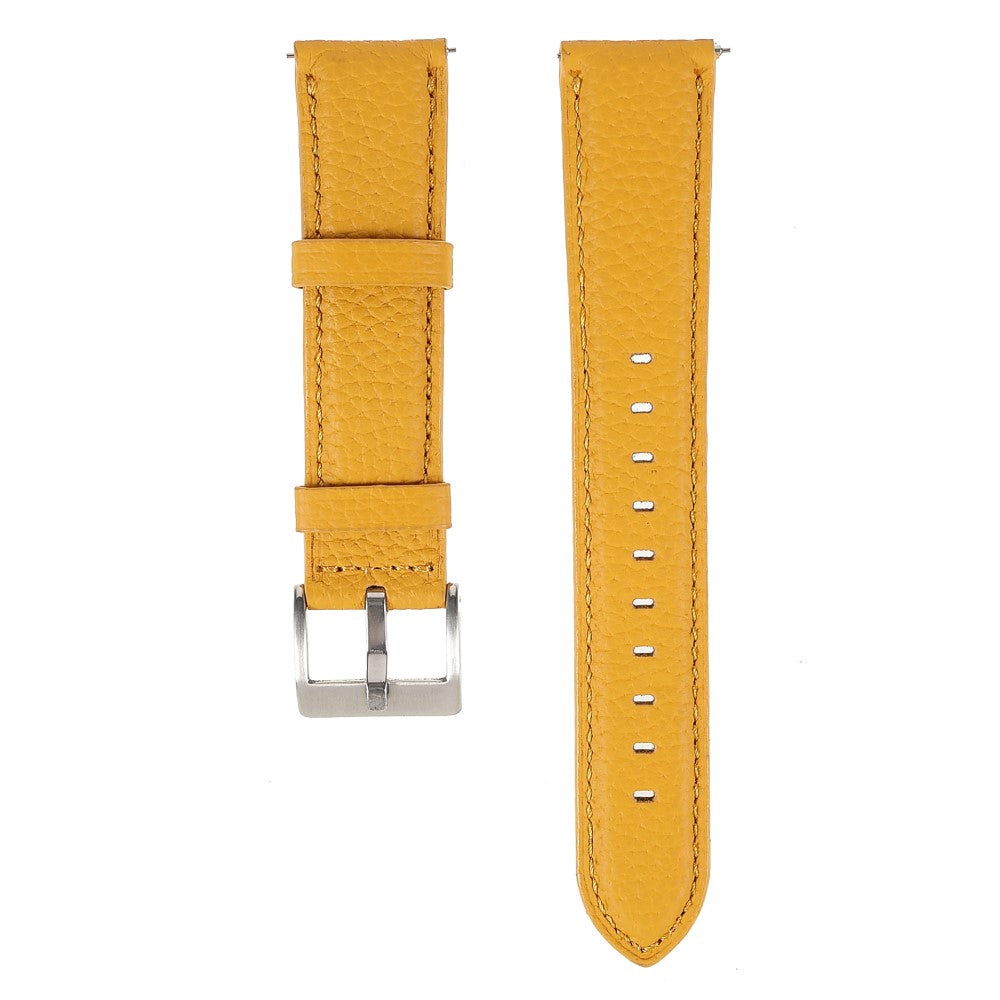 22m Universal litchi genuine leather watch strap - Yellow
