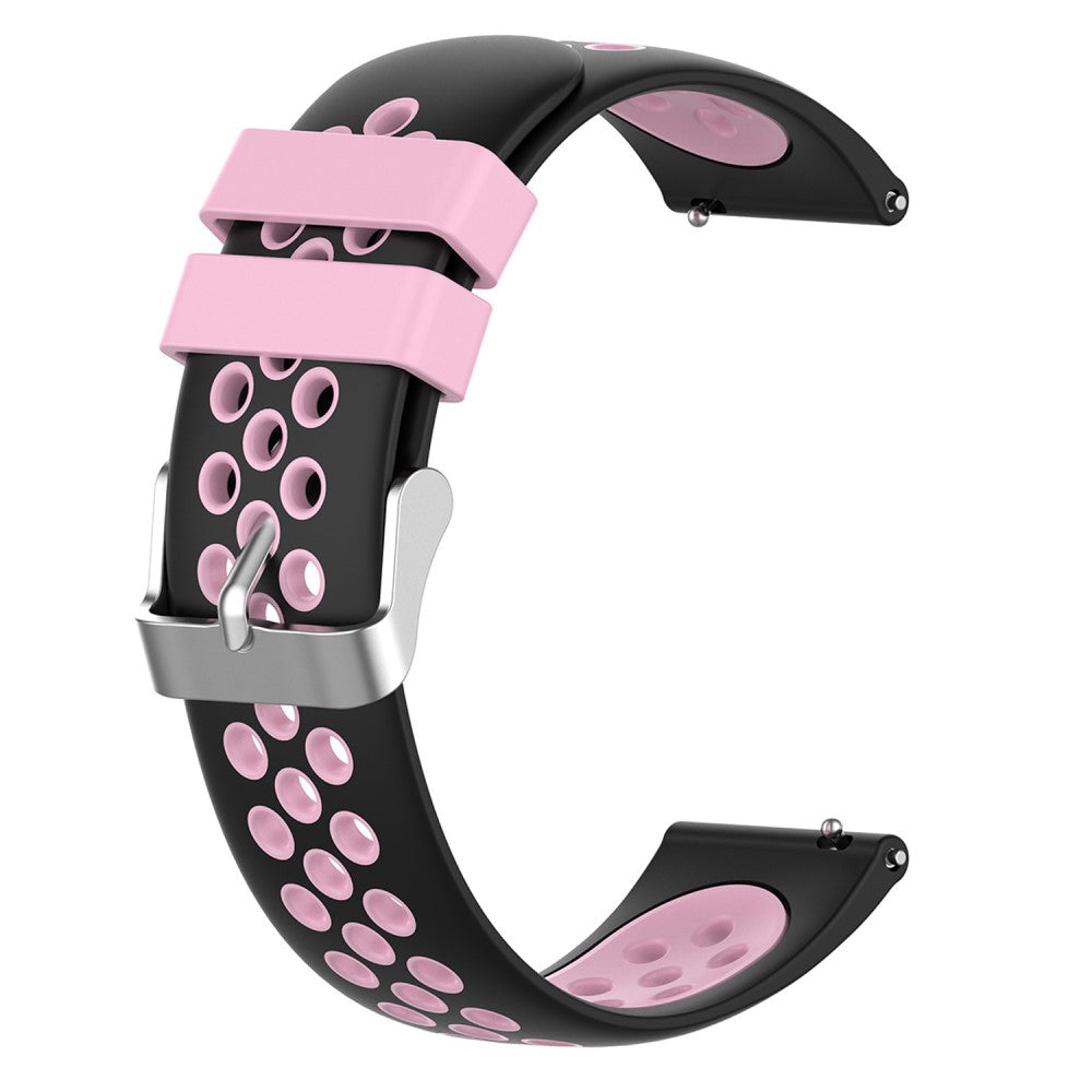 22mm Universal dual color silicone watch strap - Black / Pink