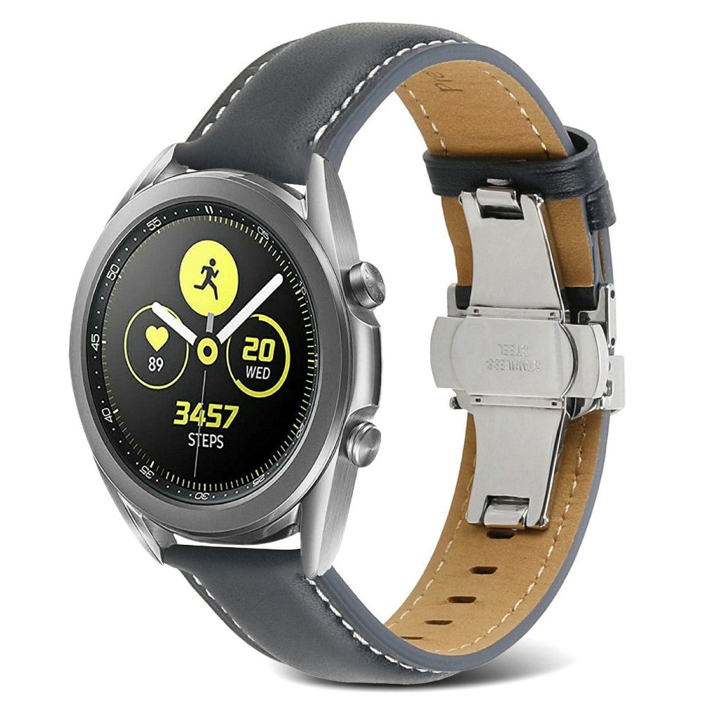 22mm Universal elegant genuine leather watch strap - Dark Grey