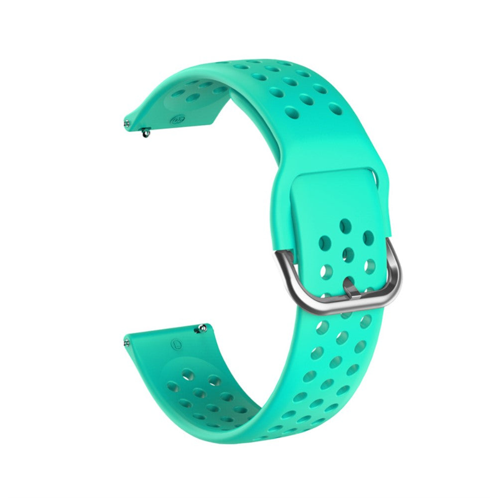 22mm Universal round hole style silicone watch strap - Mint Green / Silver Buckle