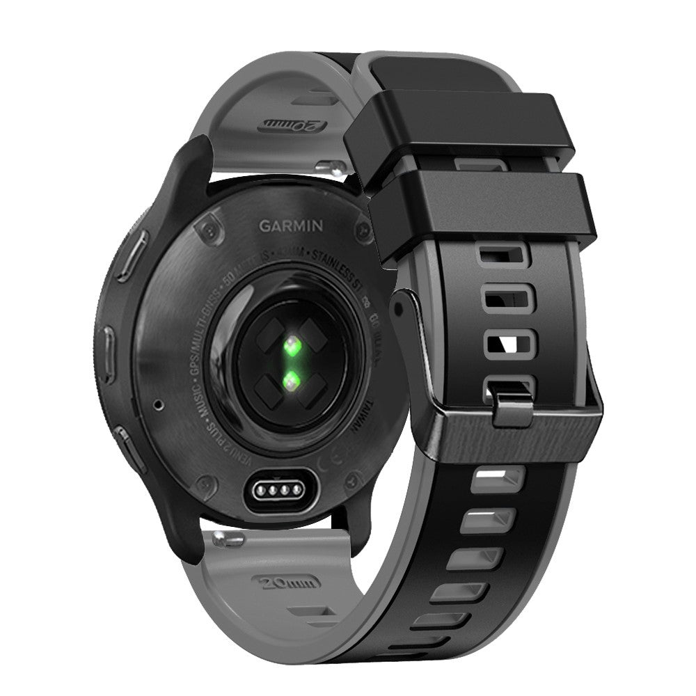 20mm Universal dual color silicone watch strap - Black / Grey