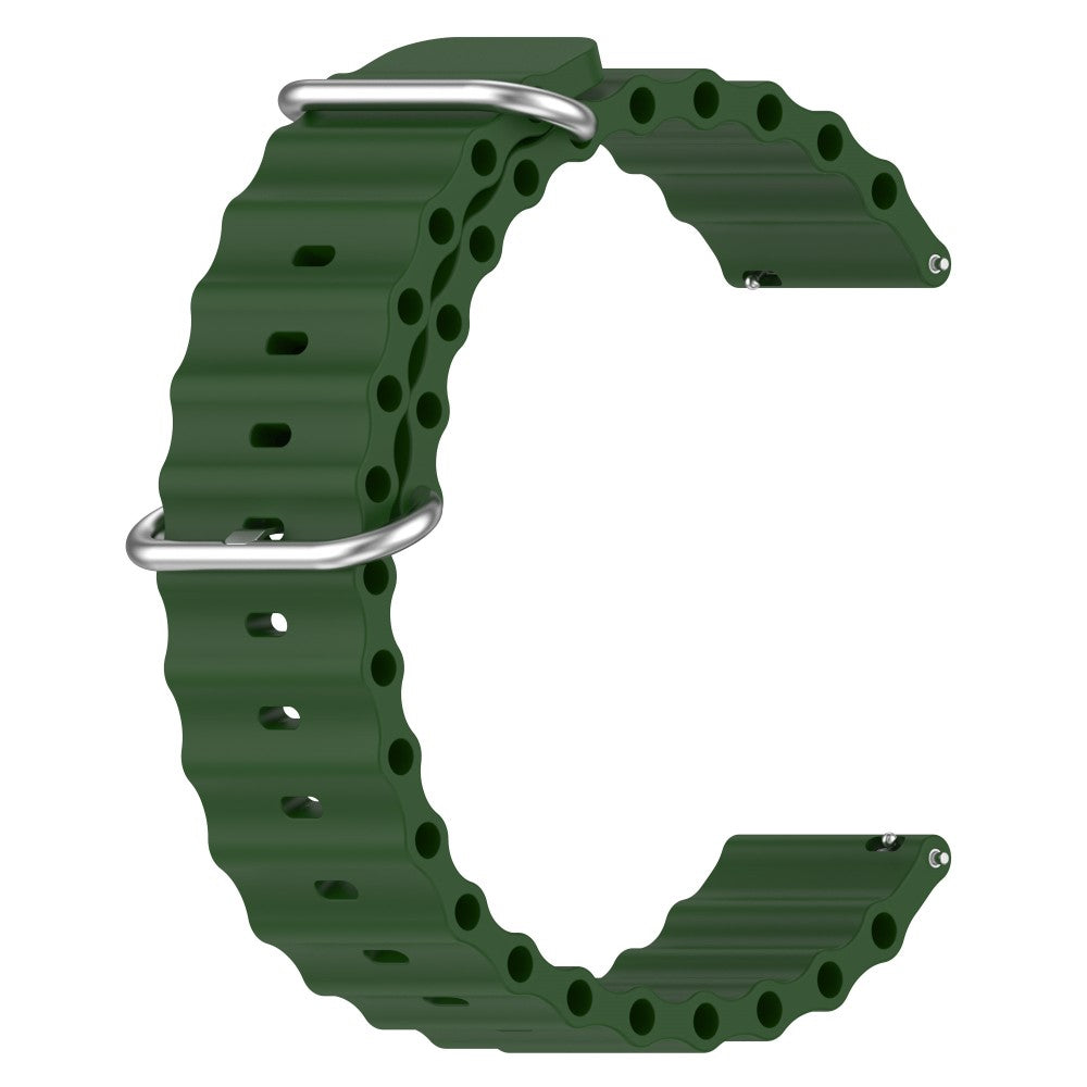 22mm Universal wave design silicone watch strap - Army Green