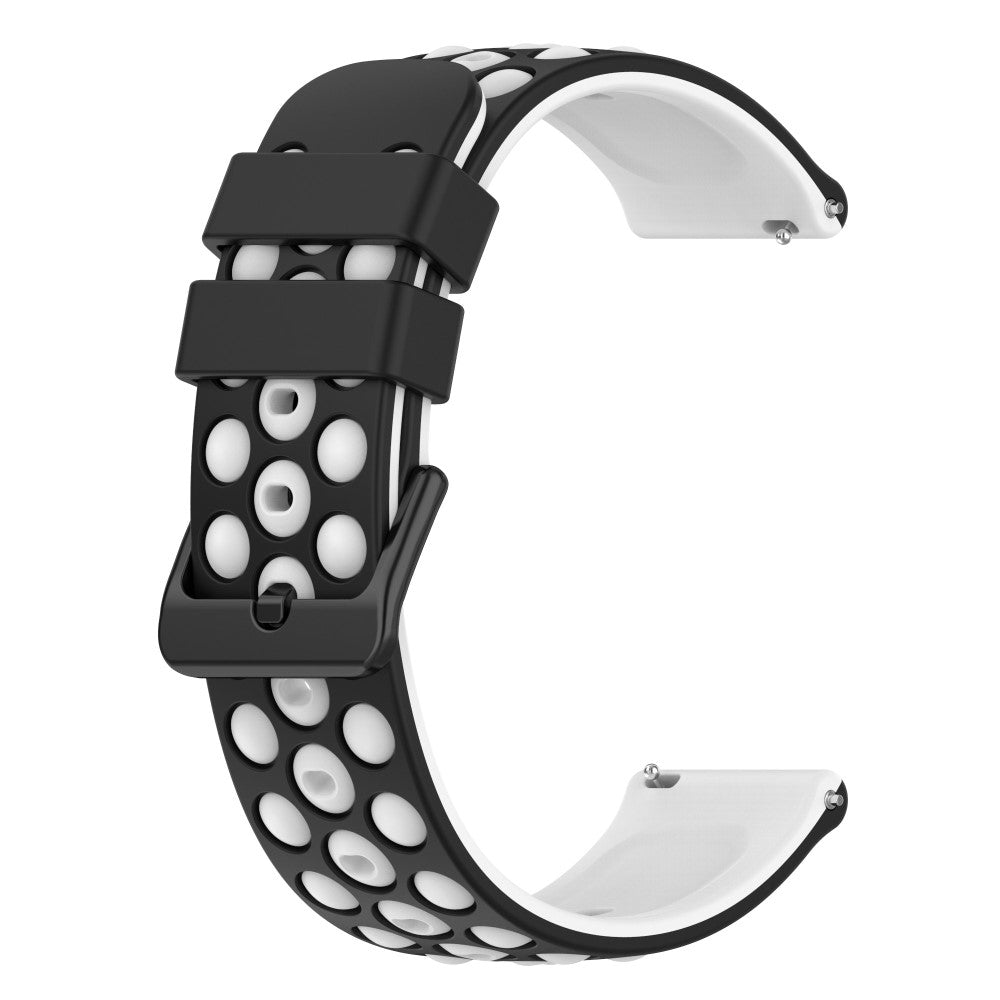 20mm Universal double color and holes design silicone watch strap - Black / White