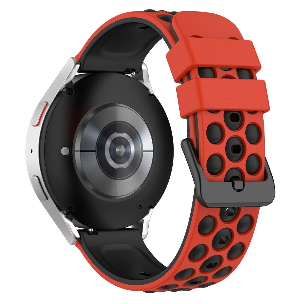 20mm Universal double color and holes design silicone watch strap - Red / Black