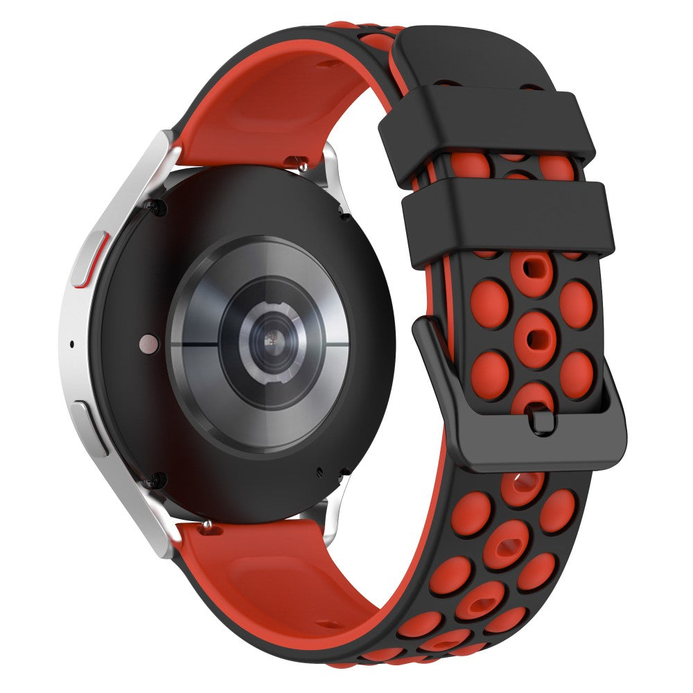 20mm Universal double color and holes design silicone watch strap - Black / Red