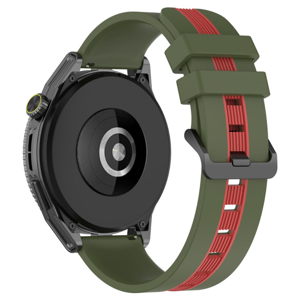 20mm Universal dual-color silicone watch strap - Army Green / Red