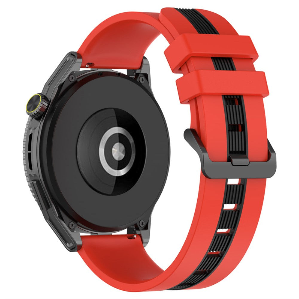 22mm Universal dual-color silicone watch strap - Red / Black