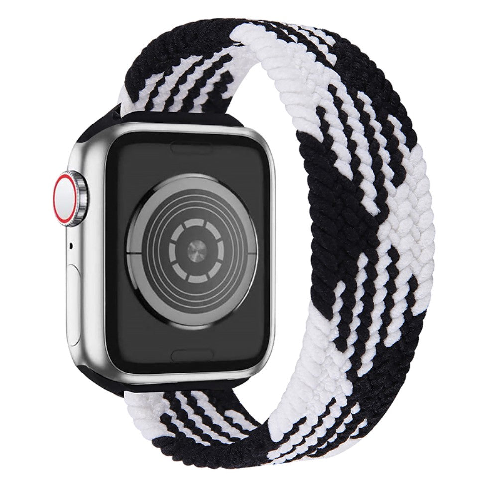 Apple Watch (41mm) elastic watch strap - Black / White Splicing / Size: L