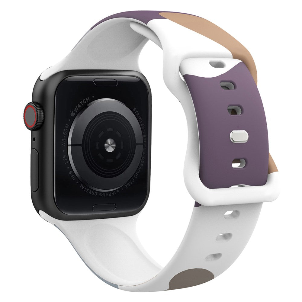Apple Watch (41mm) morandi silicone watch strap - Morandi Purple / White / Brown