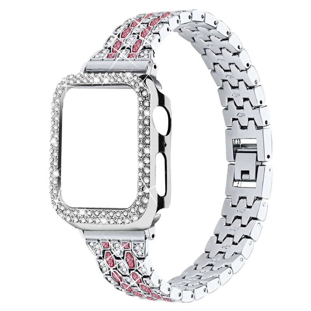 Apple Watch (41mm) five bead shiny rhinestone watch strap - Silver / Rose / Silver