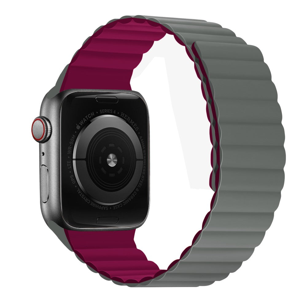 Apple Watch (41mm) dual color silicone watch strap - Grey / Wine Red