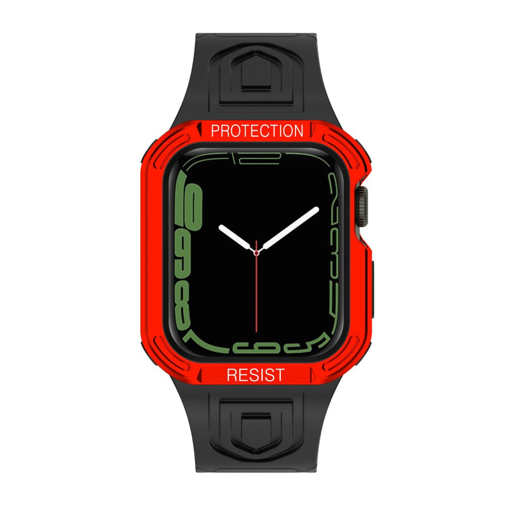 Apple Watch (41mm) color contrast watch strap + protective case - Black / Red