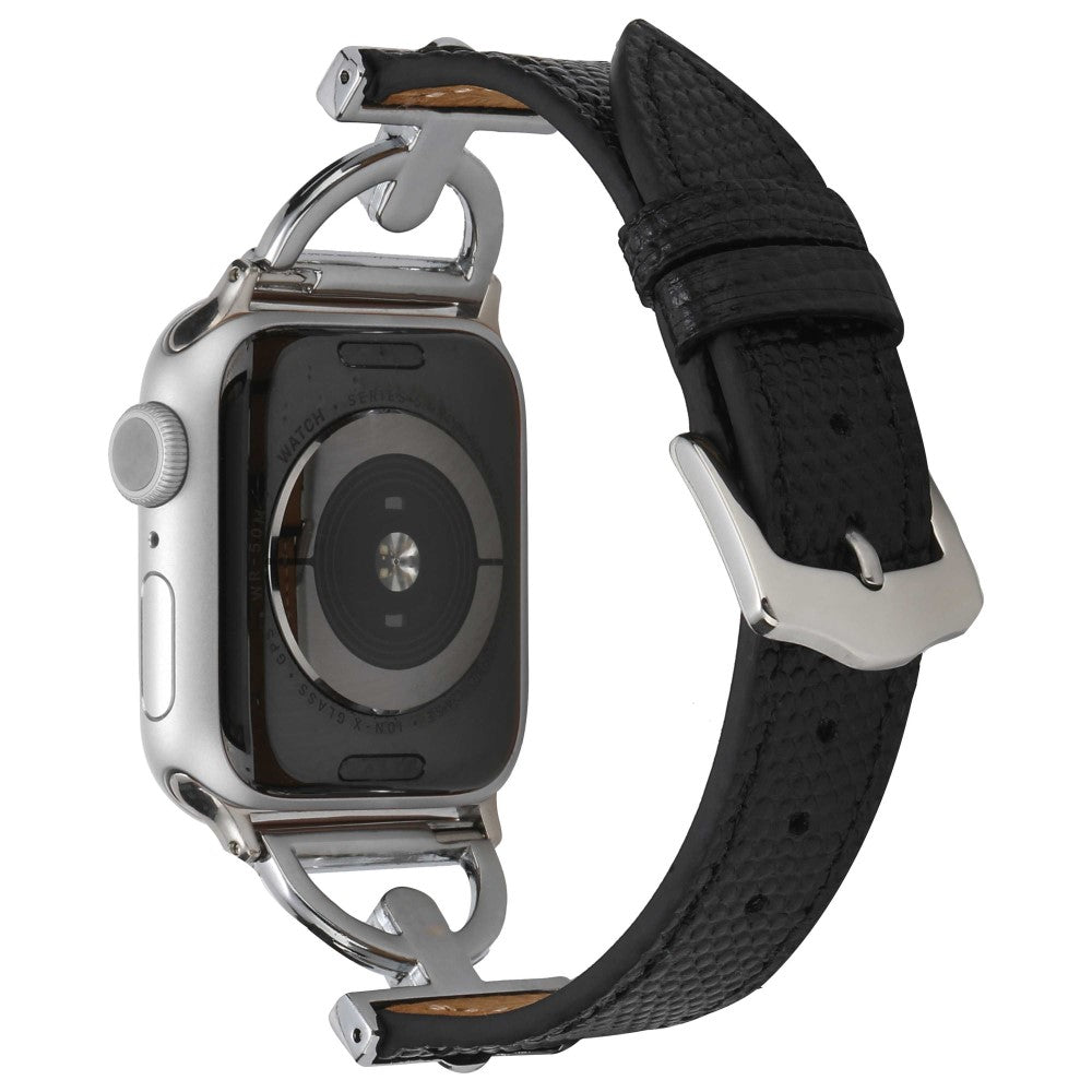 Apple Watch (41mm) textured PU leather watch strap - Black / Silver