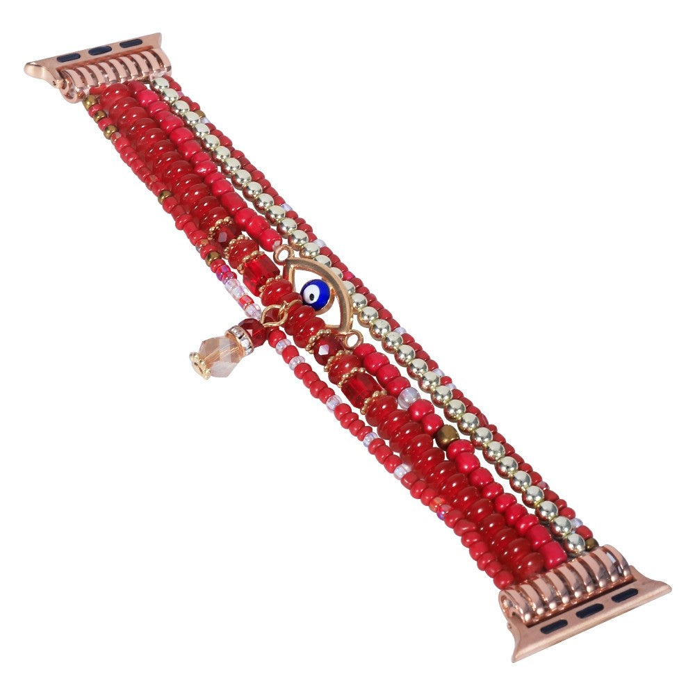 Apple Watch (41mm) elegant eye beads rhinestone décor watch strap - Red