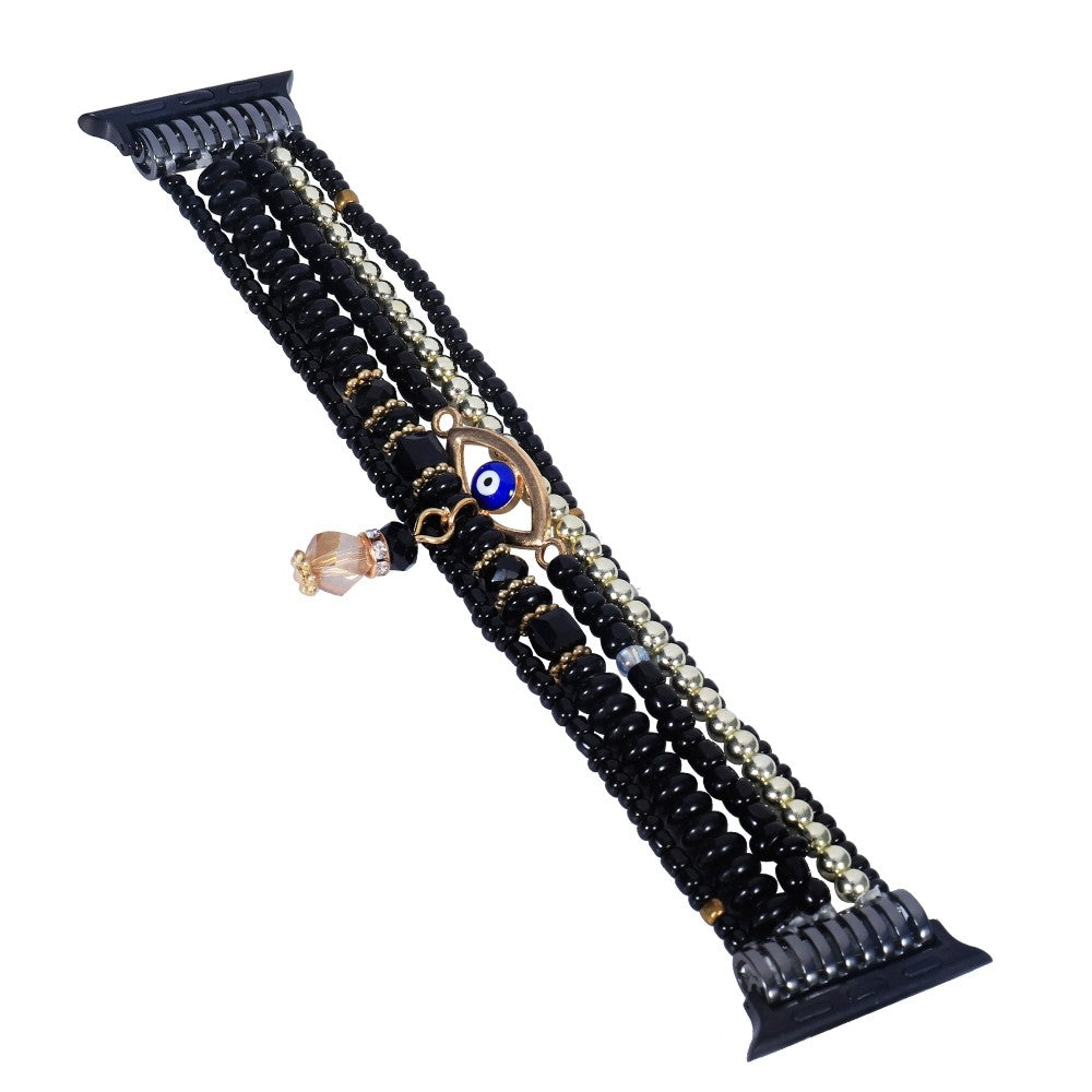 Apple Watch (41mm) elegant eye beads rhinestone décor watch strap - Black