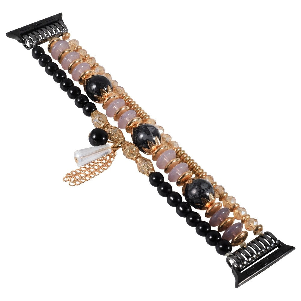 Apple Watch (41mm) fashionable agate beads watch strap - Black