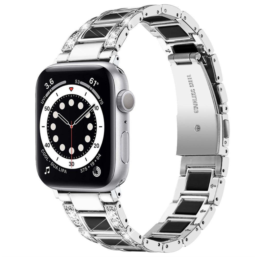 Apple Watch (41mm) rhinestone décor stainless steel watch strap - Silver / Black