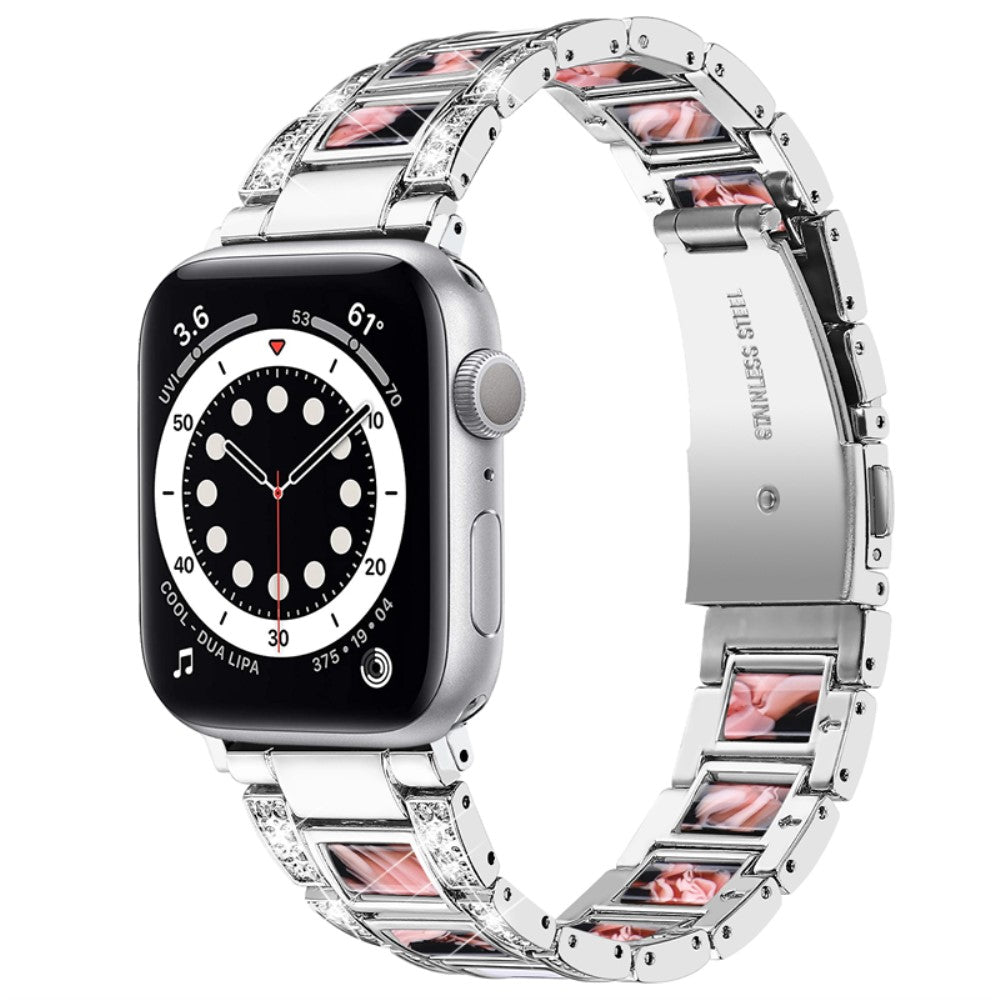 Apple Watch (41mm) rhinestone décor stainless steel watch strap - Silver / Black Pink Mix