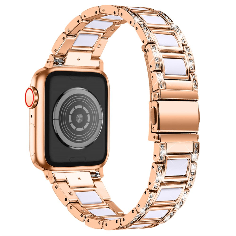 Apple Watch (41mm) fashionable rhinestone décor watch strap - Rose Gold / White