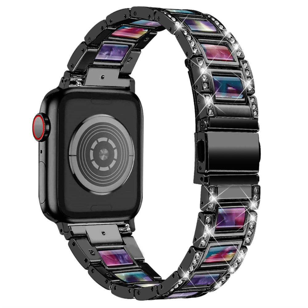 Apple Watch (41mm) fashionable rhinestone décor watch strap - Black / Purple Green Mix