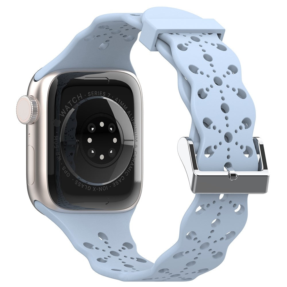 Apple Watch (41mm) flower pattern silicone watch strap - Baby Blue