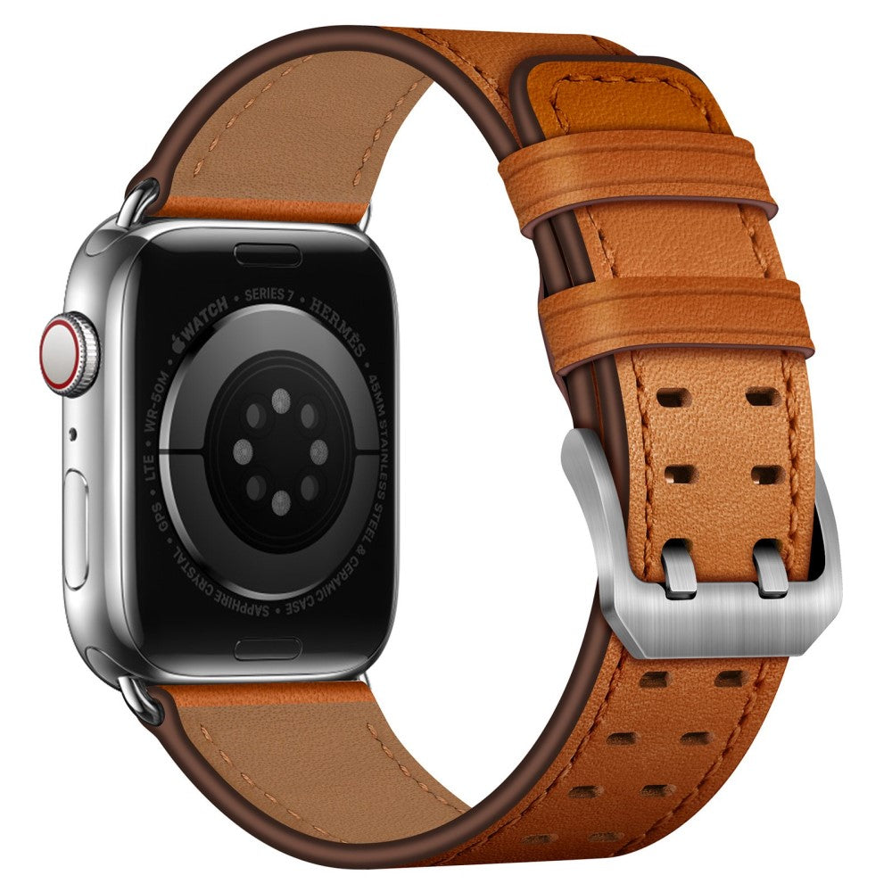 Apple Watch (41mm) genuine leather watch strap - Brown / Silver Buckle