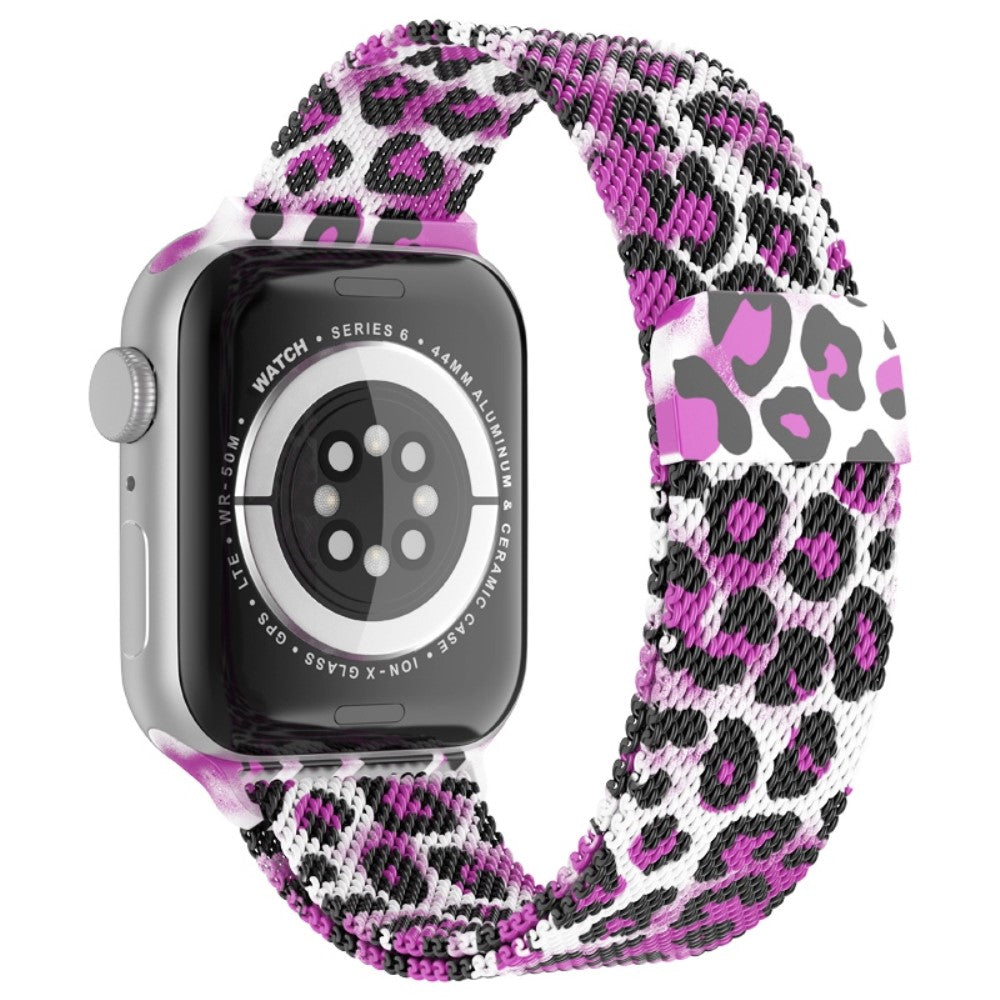 Apple Watch (41mm) cool pattern milanese fine mesh watch strap - Purple Leopard Print