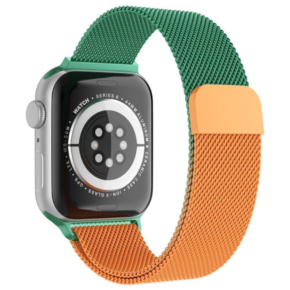 Apple Watch (45mm) gradient milanese fine mesh watch strap - Gradient Green / Orange