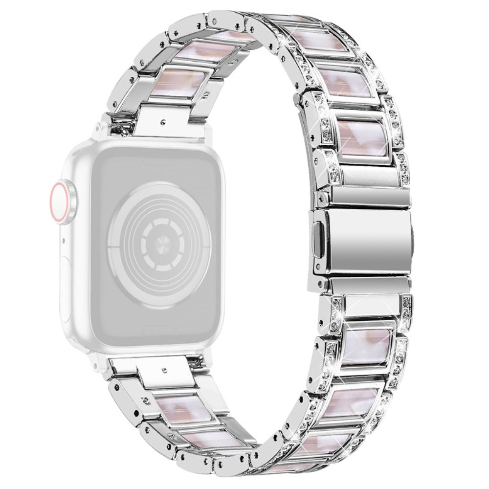 Apple Watch Series 8 (41mm) rhinestone stainless steel watch strap - Silver / Pink Mix