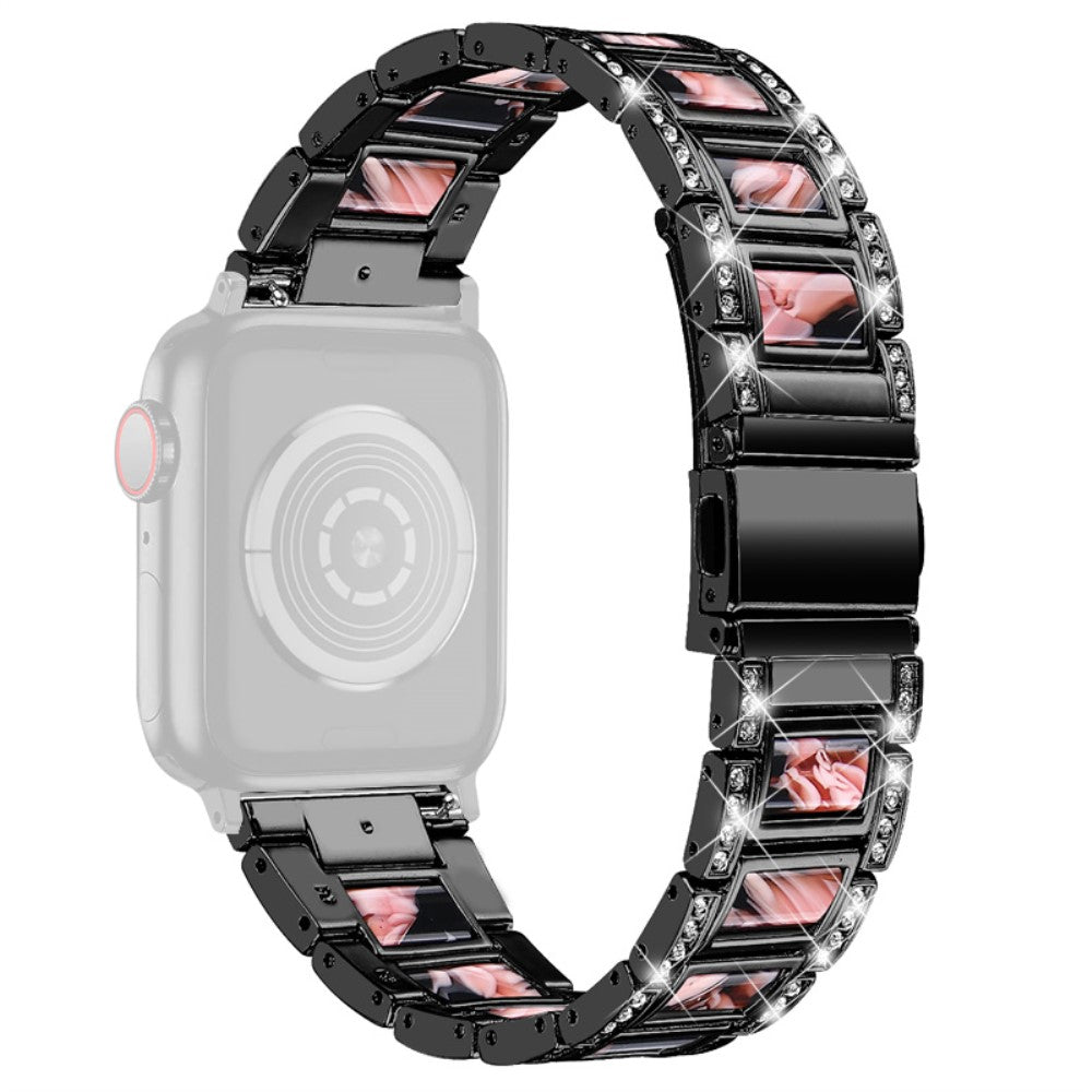 Apple Watch Series 8 (41mm) rhinestone stainless steel watch strap - Black / Black Pink Mix