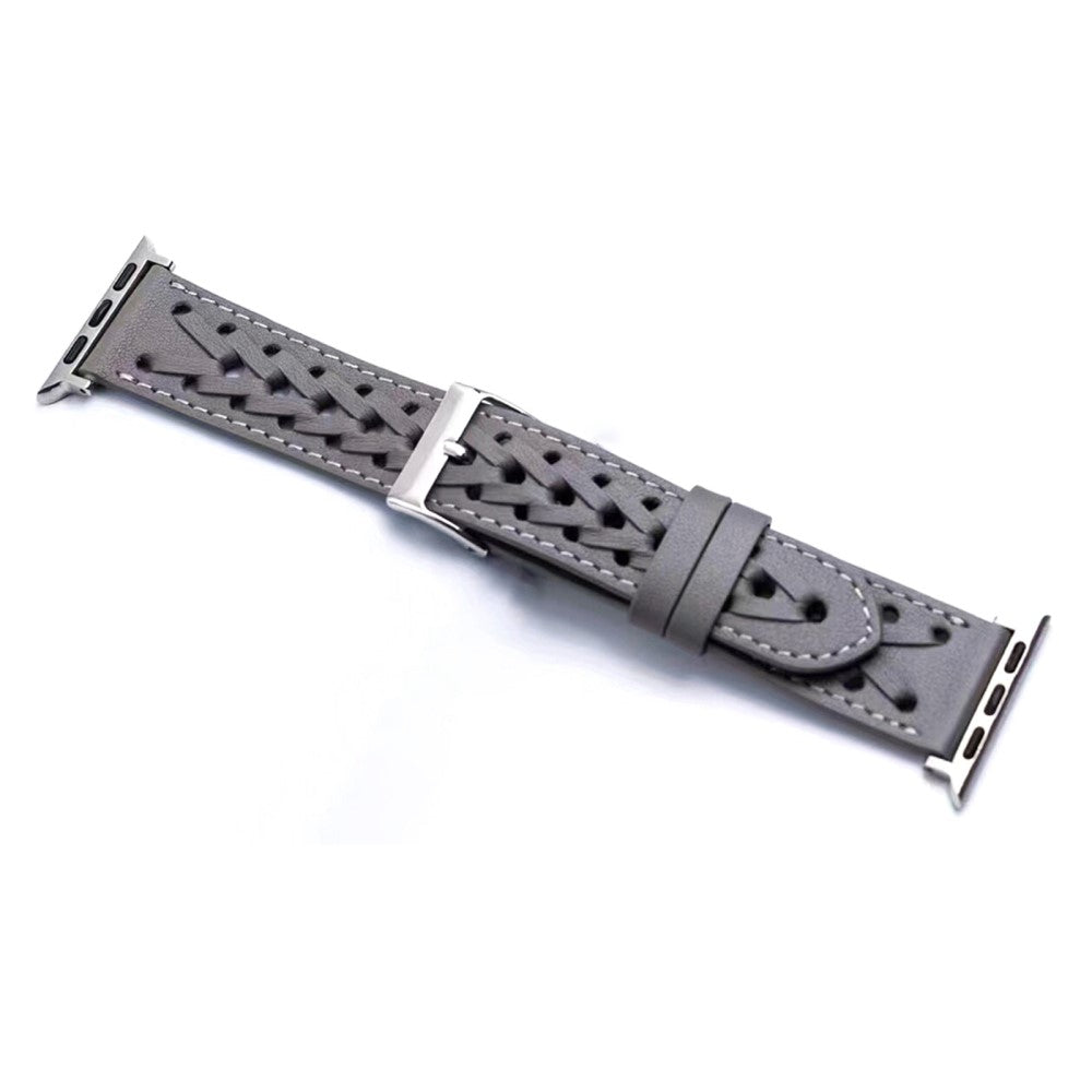 Apple Watch Series 8 (41mm) V-shape braid genuine leather watch strap - Grey