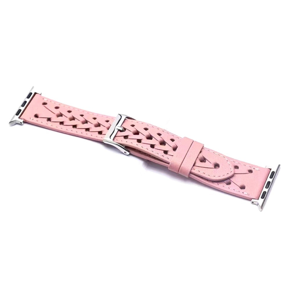 Apple Watch Series 8 (41mm) V-shape braid genuine leather watch strap - Pink