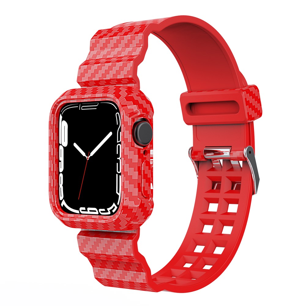 Apple Watch (45mm) carbon fiber TPU watch strap - Red