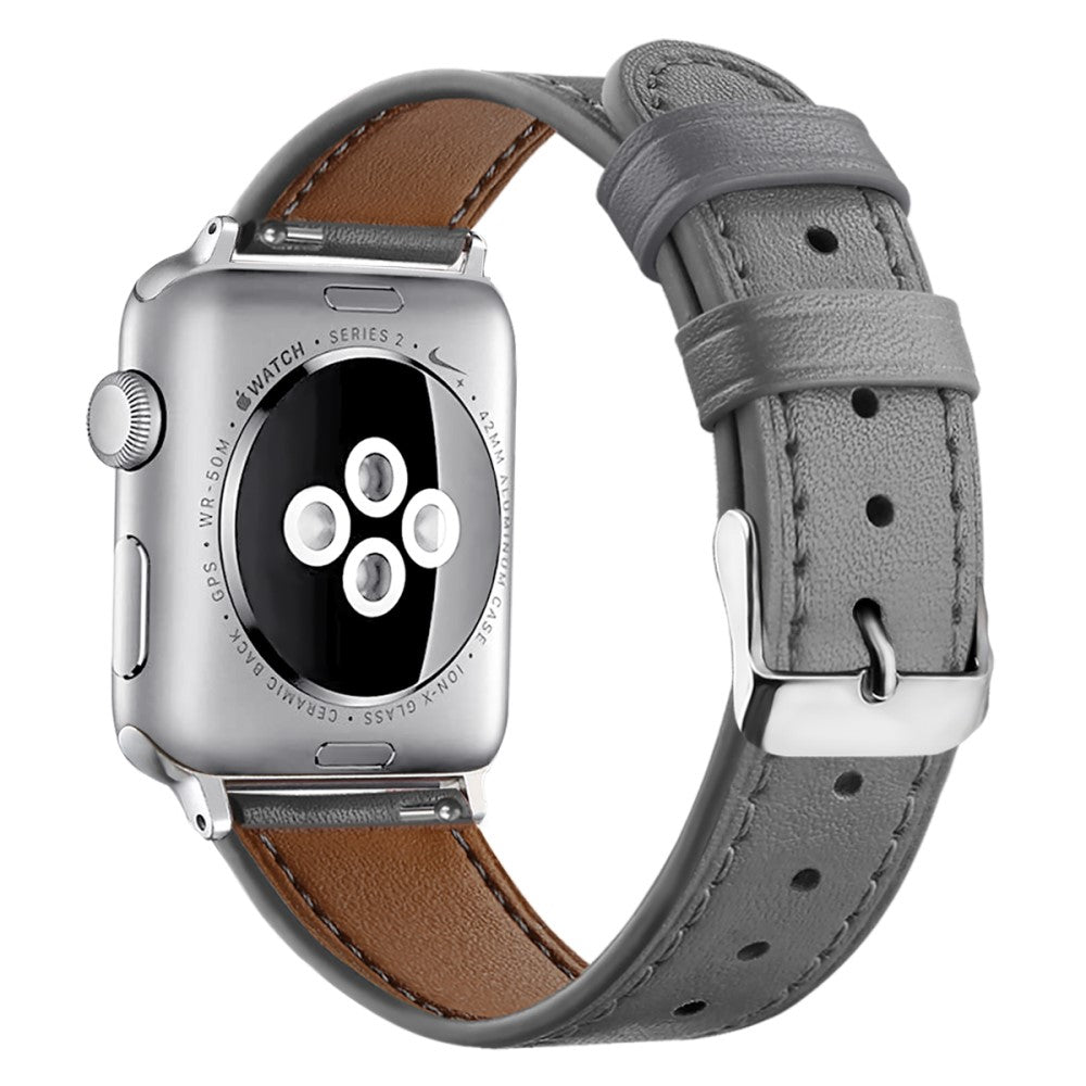 Apple Watch (45mm) top layer cowhide genuine leather watch strap - Grey