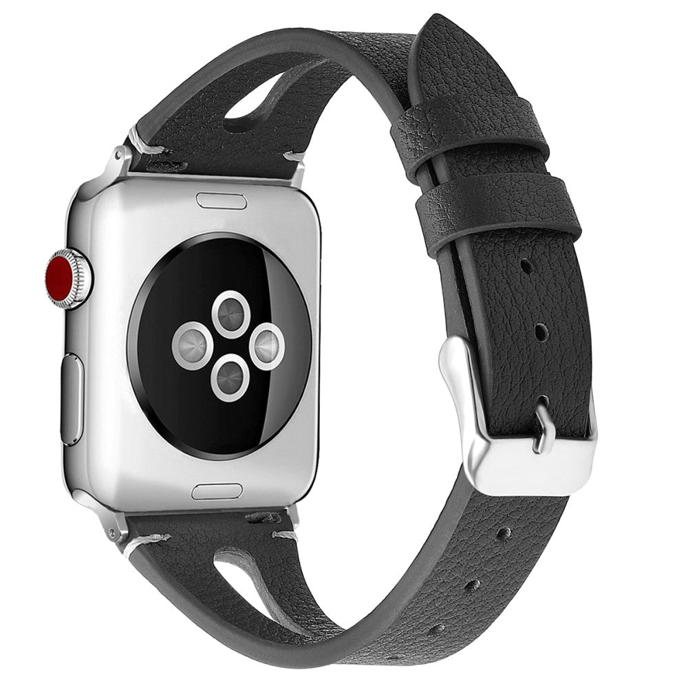 Apple Watch (45mm) top layer cowhide genuine leather watch strap - Black